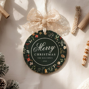 Adorno De Cerámica Navidad Botánica Personalizada con Foto Familiar