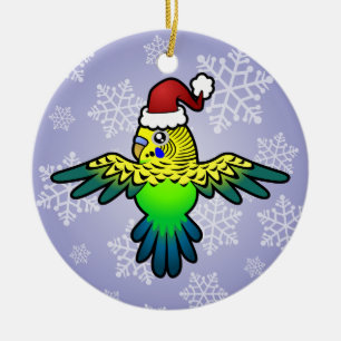 Adorno De Cerámica Navidad Budgie
