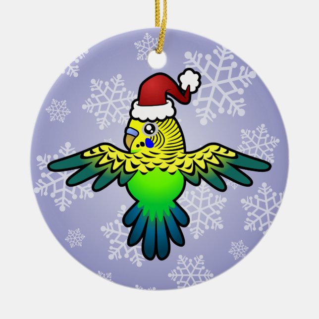 Adorno De Cerámica Navidad Budgie (Frente)