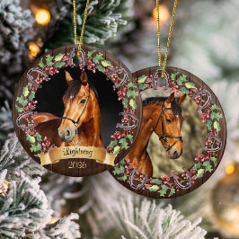 Adorno De Cerámica Navidad Caballo Personalizado Rústico 2 Fotos