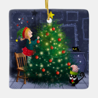 Adorno De Cerámica Navidad Caos de Gatos