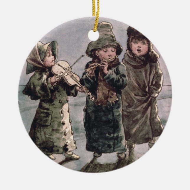 Adorno De Cerámica Navidad Caroling (w/c en el papel) (Frente)