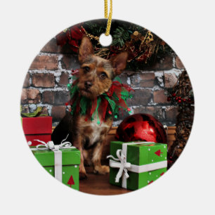 Adorno De Cerámica Navidad - Chorkie - Toby