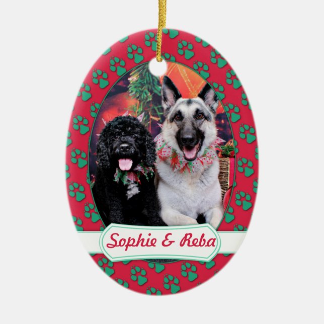 Adorno De Cerámica Navidad - Cockapoo Sophie - pastor de Reba (Frente)