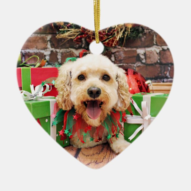 Adorno De Cerámica Navidad - Cockapoo - Trixie (Frente)