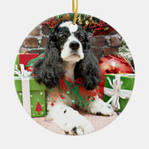 Adorno De Cerámica Navidad - cocker spaniel - Laci