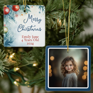 Adorno De Cerámica Navidad con Acuarela Personalizada