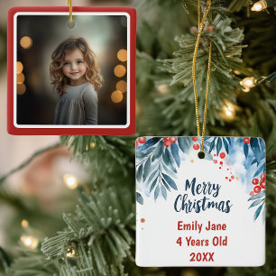 Adorno De Cerámica Navidad con Acuarela Personalizada