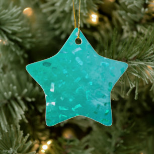 Adorno De Cerámica Navidad con brillo verde azulado