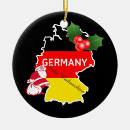 Adorno De Cerámica Navidad con el mapa, la bandera, y Santa alemanes