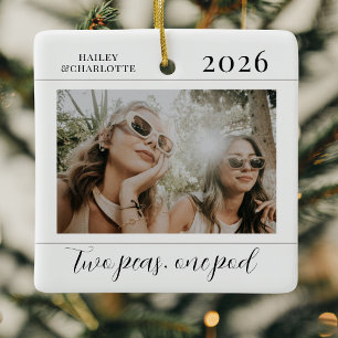 Adorno De Cerámica Navidad con Foto de Amigas Minimalista Moderna