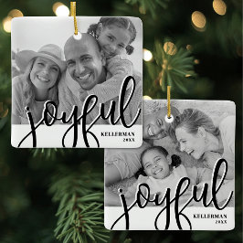 Adorno De Cerámica Navidad con Foto de Familia Feliz Dos
