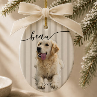 Adorno De Cerámica Navidad con Foto de Mascota Personalizada
