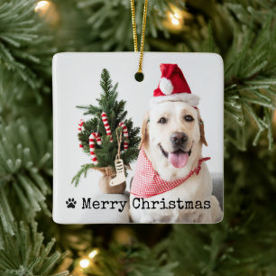 Adorno De Cerámica Navidad con Foto de Mascota Personalizada
