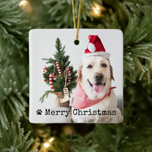 Adorno De Cerámica Navidad con Foto de Mascota Personalizada (Árbol)