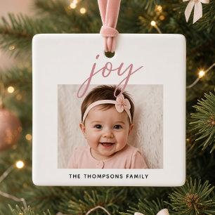 Adorno De Cerámica Navidad con foto personalizada de bebé Joy