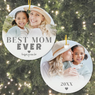 Adorno De Cerámica Navidad con foto personalizada de mamá 2