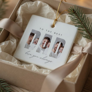 Adorno De Cerámica Navidad con Foto Personalizada de Papá Mejor Pap