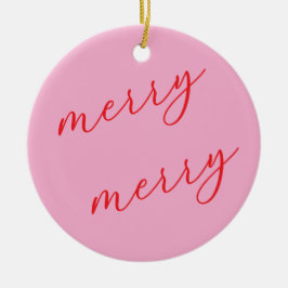 Adorno De Cerámica Navidad con Foto Personalizada en Rojo y Rosa con 