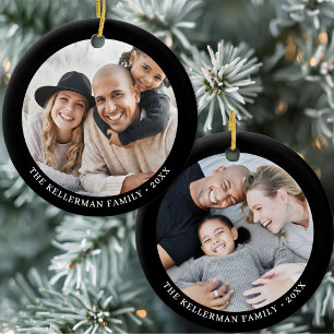 Adorno De Cerámica Navidad con Foto Personalizada Minimalista Moderna