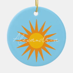 Adorno De Cerámica Navidad con nombre personalizado del Sol