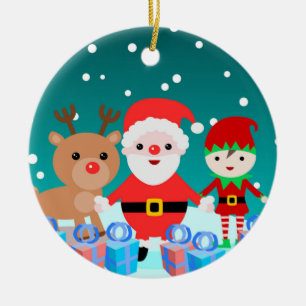 ADORNO DE CERÁMICA NAVIDAD CON SANTA Y SUS AMIGOS
