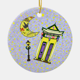 Adorno De Cerámica Navidad creciente de la luna de New Orleans