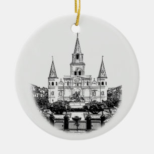Adorno De Cerámica Navidad cuadrado personalizado de New Orleans