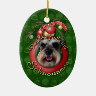Adorno De Cerámica Navidad - cubierta los pasillos - Schnauzers