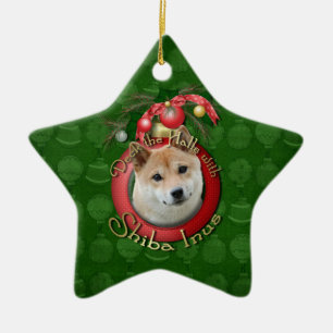 Adorno De Cerámica Navidad - cubierta los pasillos - Shiba Inu