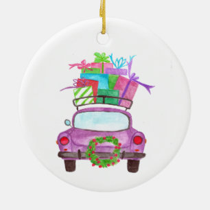 Adorno De Cerámica Navidad de acuarela pintado a mano