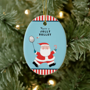 Adorno De Cerámica Navidad de bádminton personalizada
