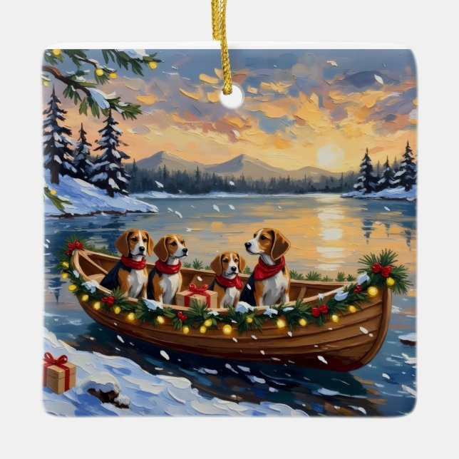 Adorno De Cerámica Navidad de Barco de Beagle (Anverso)