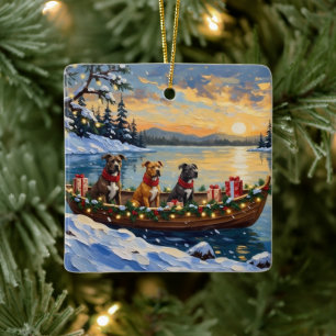 Adorno De Cerámica Navidad de barco de Pitbull