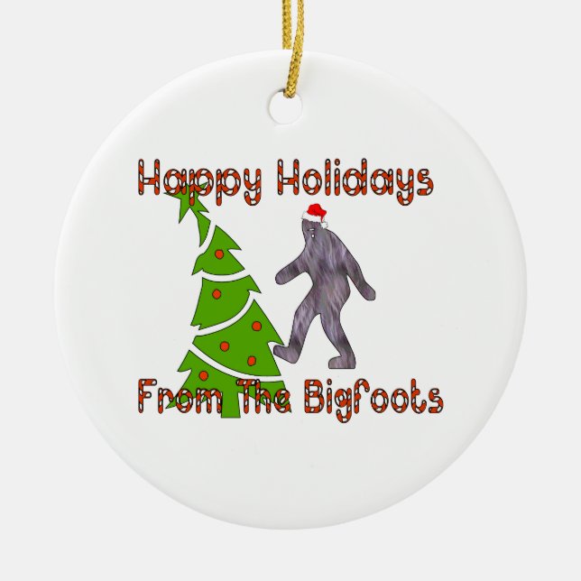 Adorno De Cerámica Navidad de Bigfoot (Frente)