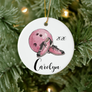Adorno De Cerámica Navidad de bolos rosa personalizada