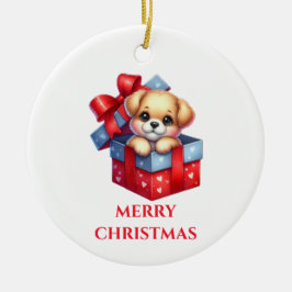 Adorno De Cerámica Navidad de Cachorro Adorable