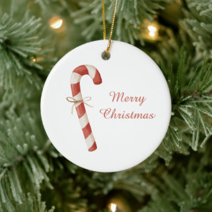 Adorno De Cerámica Navidad de Caramelo Rojo Blanco