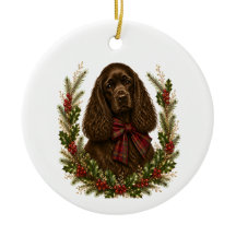 Navidad de Cocker Spaniel de Chocolate Vintage