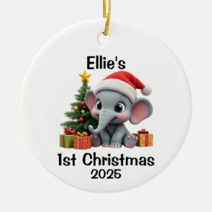 Adorno De Cerámica Navidad de Elefante Bebé