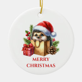 Adorno De Cerámica Navidad de Erizo Adorable