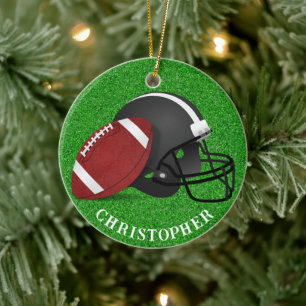 Adorno De Cerámica Navidad de fútbol y casco