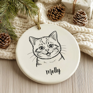 Adorno De Cerámica Navidad de gato personalizada