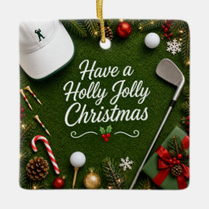 Adorno De Cerámica Navidad de golf en césped verde