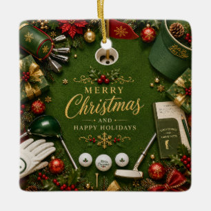Adorno De Cerámica Navidad de Golf Vacaciones
