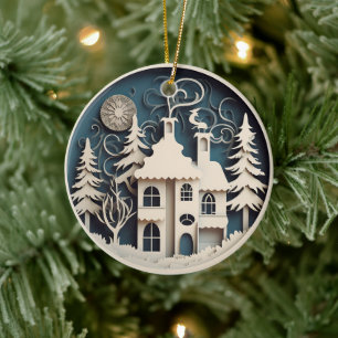 Adorno De Cerámica Navidad de invierno personalizada y adorable
