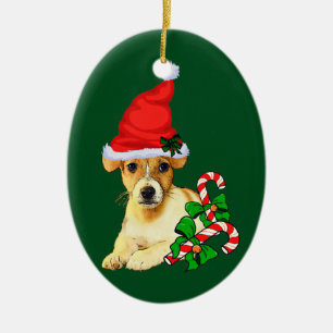 Adorno De Cerámica Navidad de Jack Russell Terrier