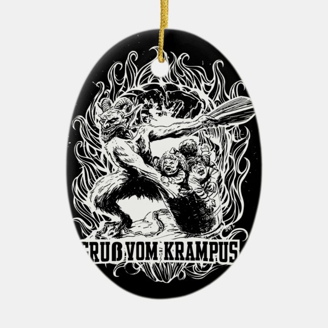 Adorno De Cerámica Navidad de Krampus en negro (Frente)