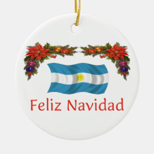 Adorno De Cerámica Navidad de la Argentina 2 lados