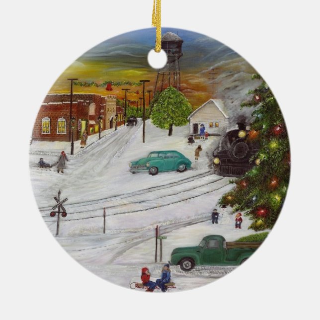 Adorno De Cerámica Navidad de la ciudad natal (Atrás)